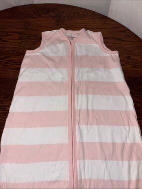 Burt's Bees Pink & White Stripe Sleeveless Zip Sleep Sack